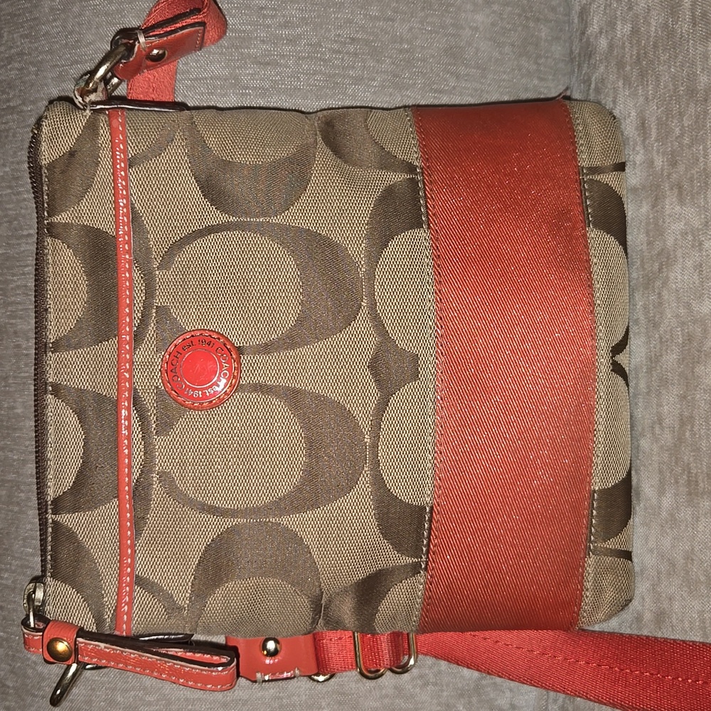 Rare Coach Brown and Orange Crossbody Bag EUC